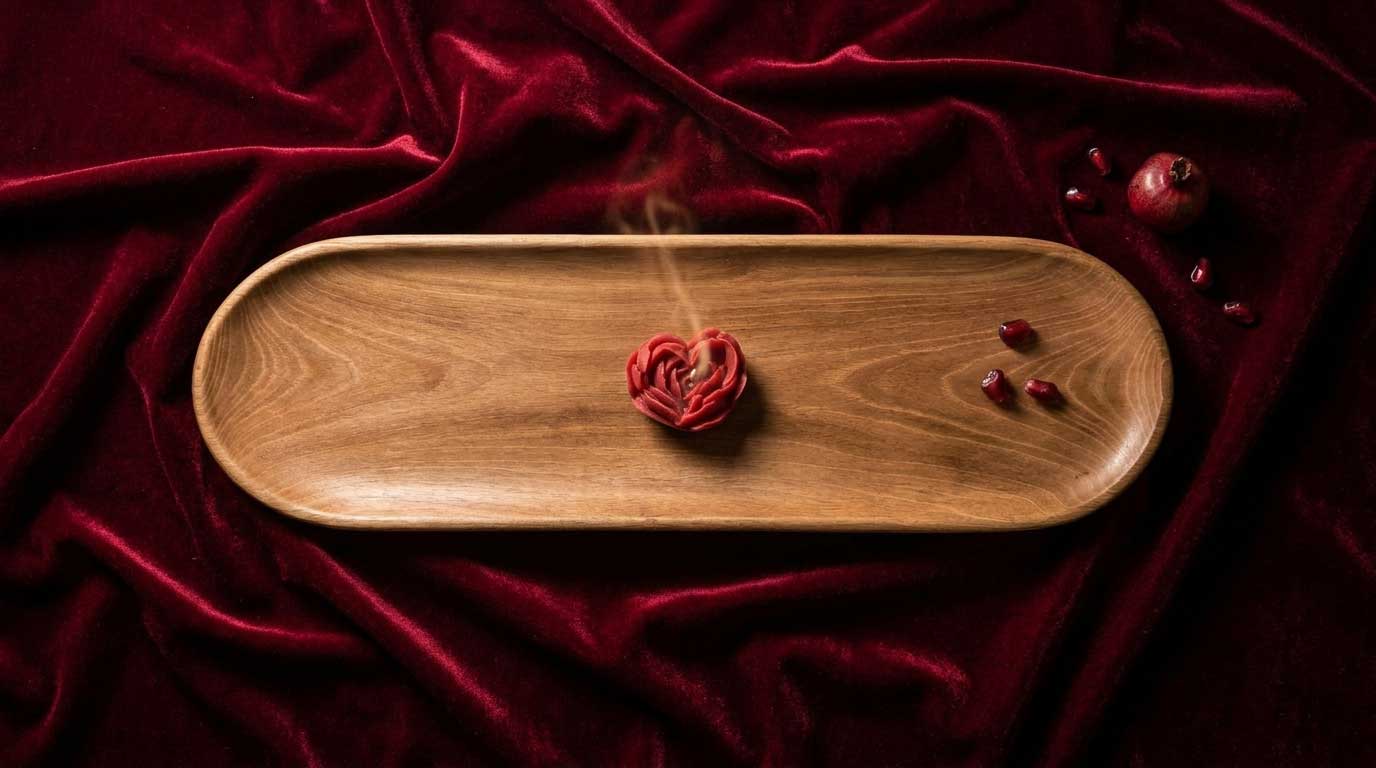 سینی سرو چوبی لونا روی سفره شب یلدا